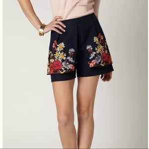Anthro Elevenses Embroidered Floral Short Sz 8